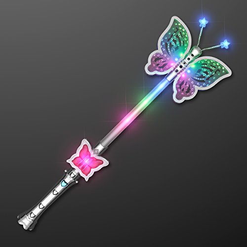 FlashingBlinkyLights Light Up LED Pretty Butterfly Fairy Wand for Girls