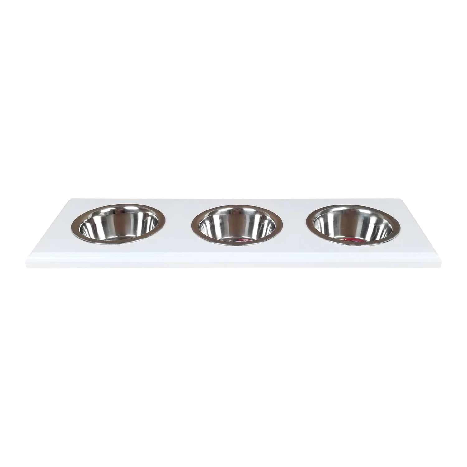 Cronus Quart Three Bowl White Enamel Pet Food Holder