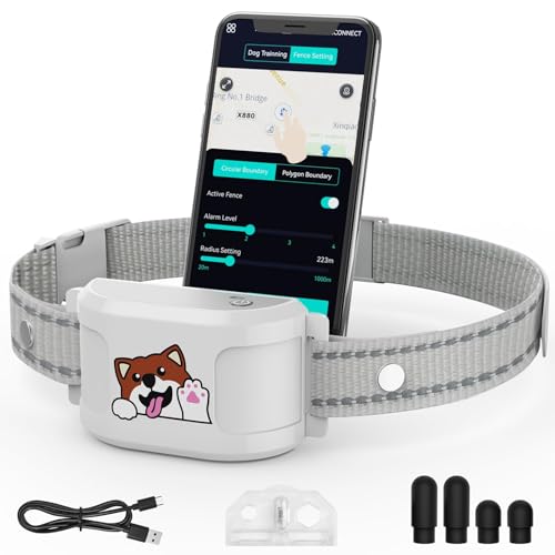 Upgraded GPS Dog Fence & Tracking Collar System - No Subscription Required, Customizable Boundaries via App, Waterproof Rechargeable Collar with Remote Training, 1-Minute Setup, Long Battery Life