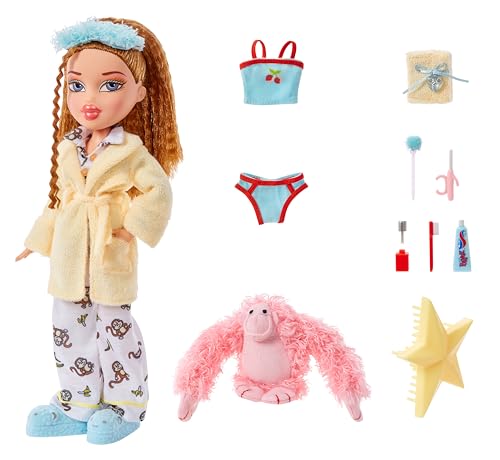 Bratz Slumber Party Meygan Fashion Doll with 2 Sets of Pajamas, Plush, and Accessories