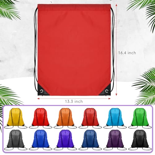 120 Pieces Drawstring Backpack Bulk Polyester Sport Draw String Bag Gym Cinch Bag for Women Men, 12 Colors