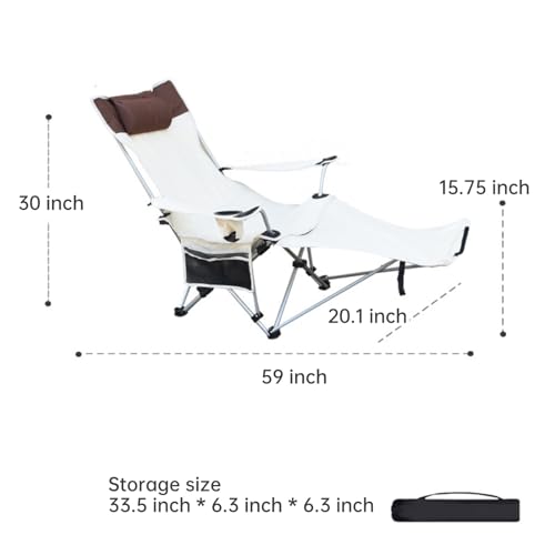 Foldable Reclining Chair for Outside, Reclining Beach Chair, Lawn Chairs Reclining, Camping Chair with Foot Rest - Weighs 3.75 lbs, Supports up to 264 lbs, Comes with Side Pocket
