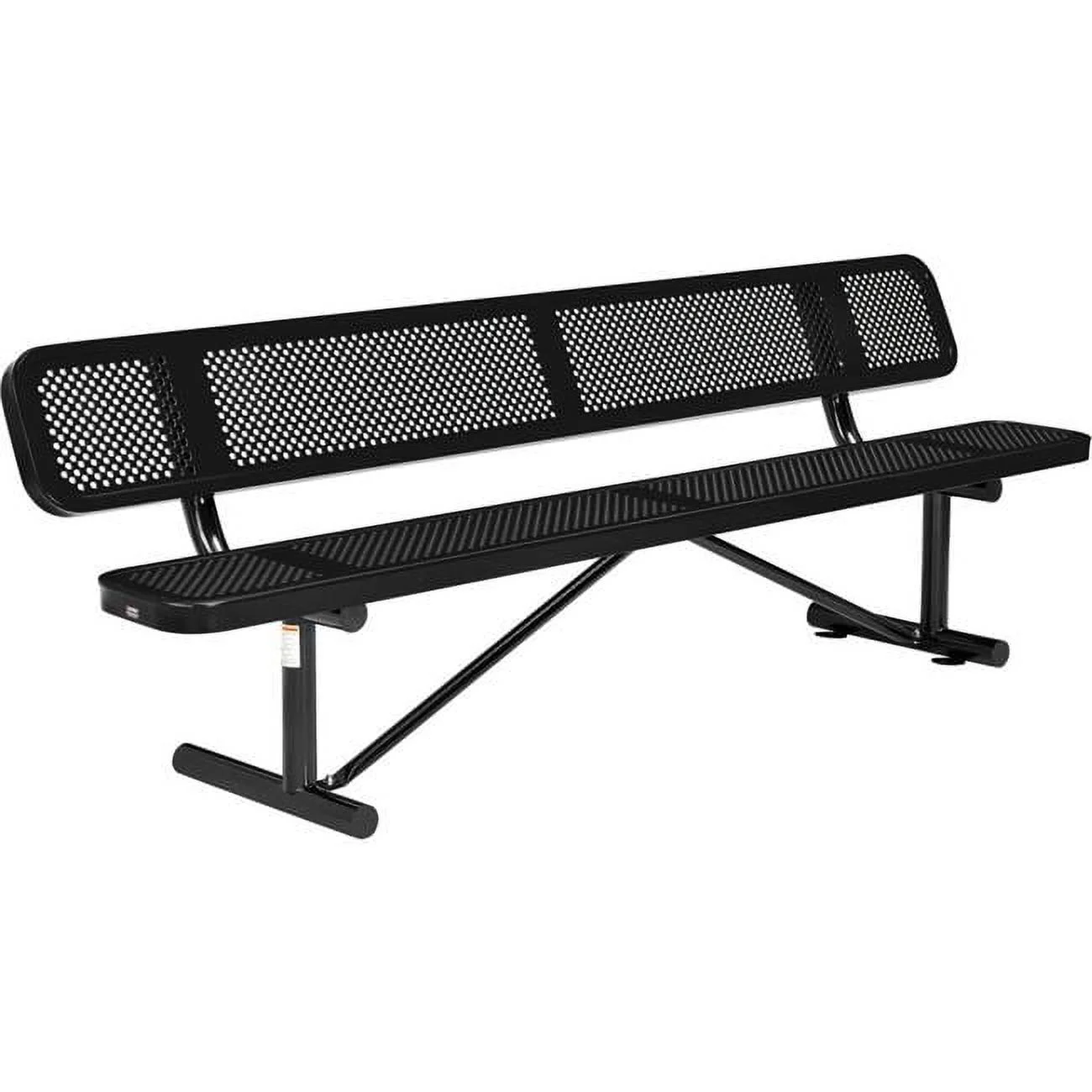8 ft. Outdoor Steel Picnic Bench with Backrest & Perforated Metal - Black