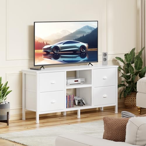 Furologee TV Stand Dresser with 4 Drawers, Entertainment Center with Open Shelf, Small Television Stands for 50