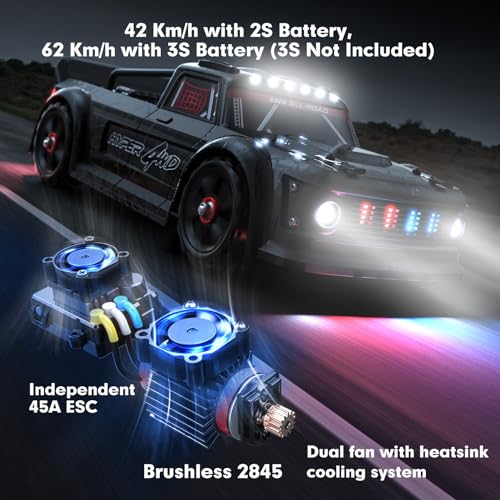 HYPER GO 14301 V3 1/14 RTR Brushless RC Drift Car with Gyro, Max 38 mph Fast RC Cars for Adults, 4WD All-Road Street Bash RC Truck, Electric Powered High Speed Drifting for Adult