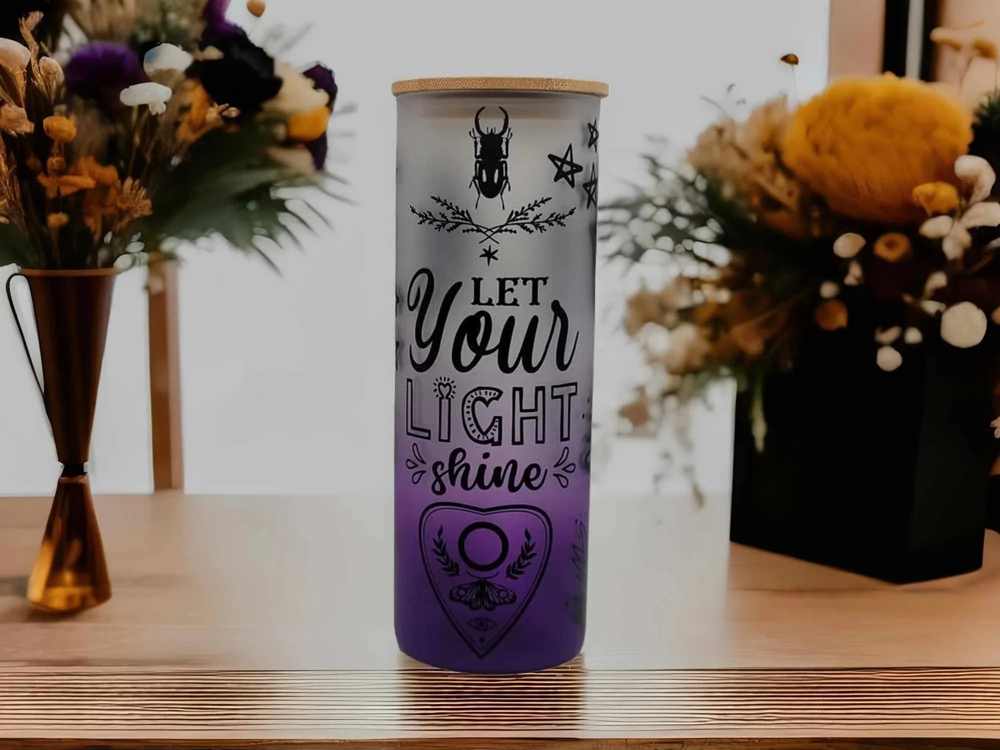 Mushroom Beer Can Glass | Boho Mushroom Coffee Glass |Coffee Glass | 24 oz