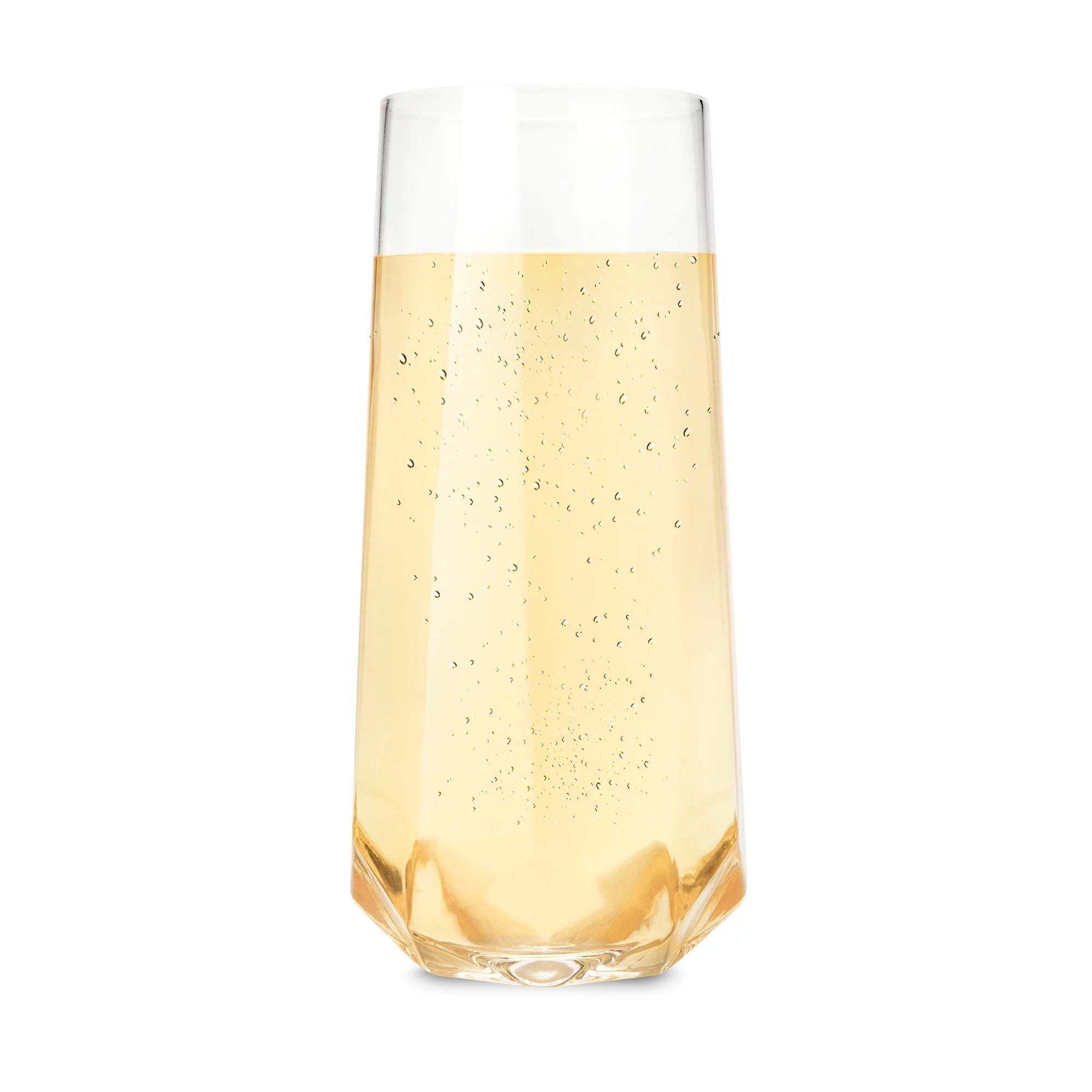 Viski Raye Faceted Crystal Champagne Flutes - Stemless Champagne Glass Gift Set