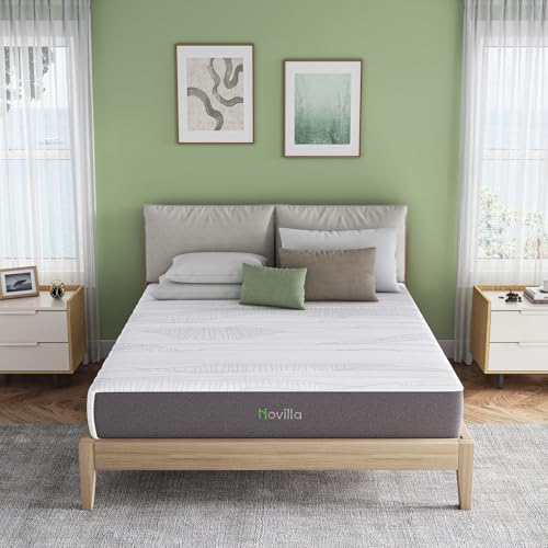 Novilla 10 Inch Twin Memory Foam Mattress - Cooling Gel Infused, Pressure Relief & Edge Support for Kids & Teens, CertiPUR-US Certified, Medium Firm, Easy Unboxing