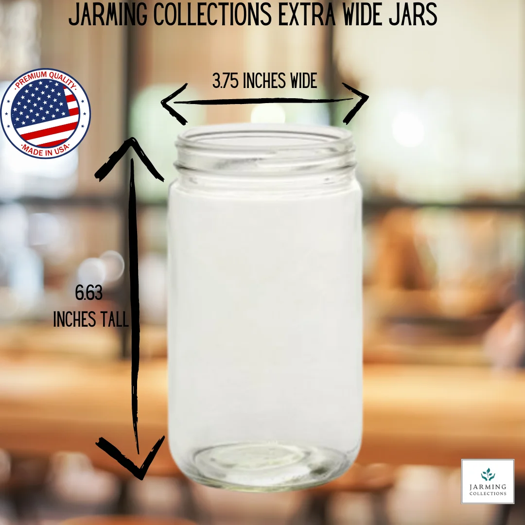 Jarming Collections Extra Wide Mouth Glass Quart Jars with Lids - 32 oz Jars with Lids - Made in the USA (3 pack)