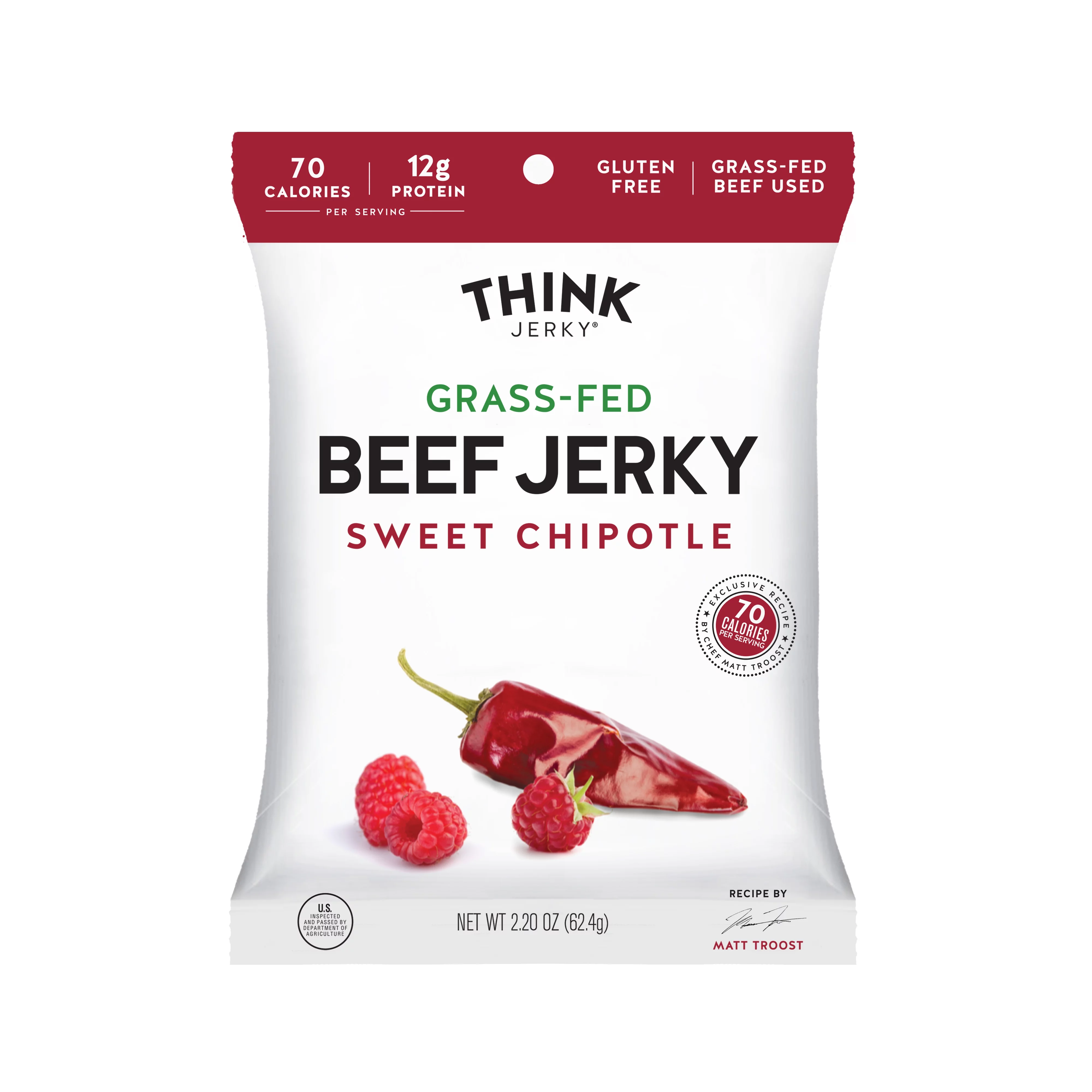 Think Jerky Sweet Chipotle 2.2oz Bag Pack Of 8