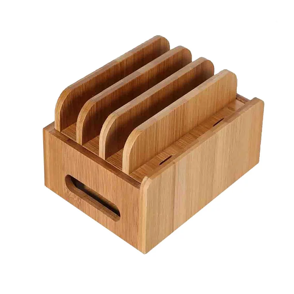 Multi Device 4 Slots Bamboo Charging Station Electronics Charging Station & Organizer for , ,, Smartphones &Cords Organizer Stand&Other Gadgets,Strong Build of