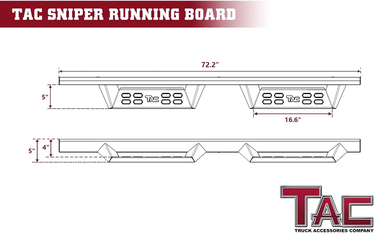 TAC Sniper Running Boards Fit 2007-2018 Silverado/Sierra 1500|2007-2019 2500/3500 Extended/Double Cab (Incl. 2019 Silverado 1500 LD/Sierra 1500 Limited) Truck Pickup 4