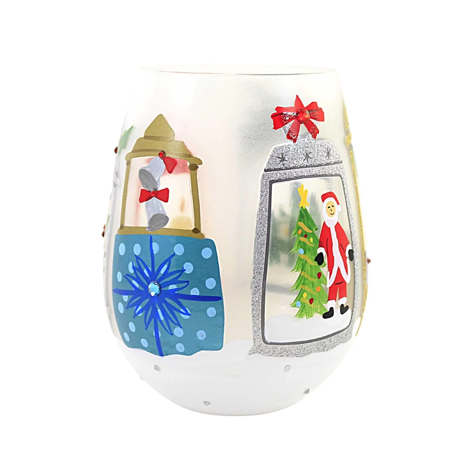 Tabletop Festive Lanterns Stemless Wine Glass Lolita Hand Painted 6011250