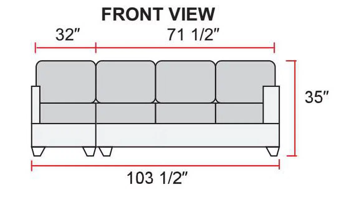 ULT Charming Chocolate MicroFiber Sectional Sofa, Left Facing Chaise, 74.5