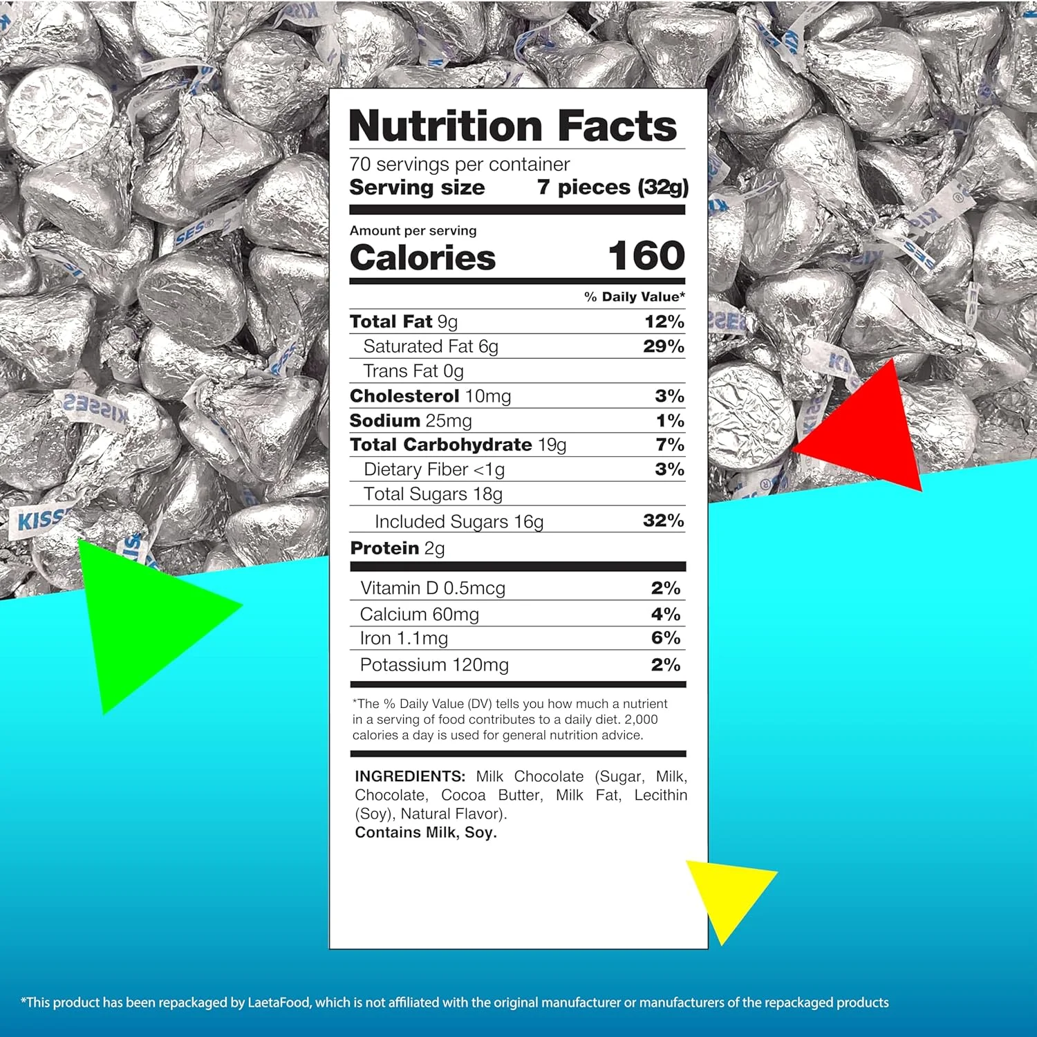 Mother's Day Hershey's Kisses Milk Chocolate Silver Foil Candy, Bulk 5 Pounds Bag