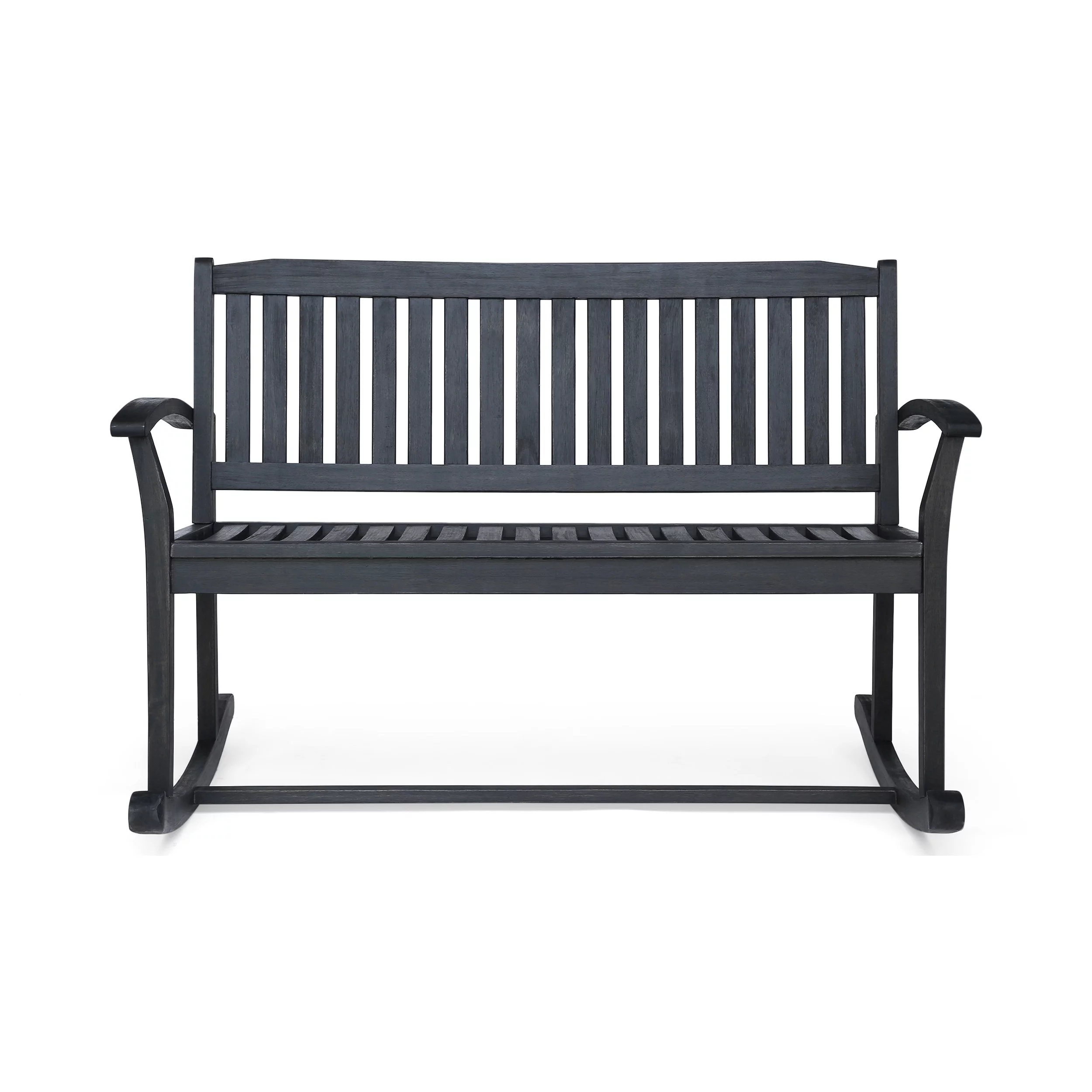 Noble House Regatta Modern Acacia Wood Patio Rocker in Dark Gray Finish