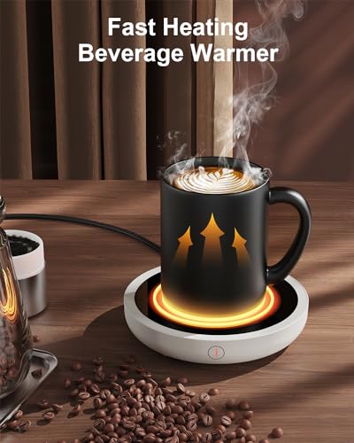 SWEETFULL Coffee Mug Warmer, 36W Electric Cup Warmer for Desk with 3-Temp Settings Advanced Temperature-Controlled Heating Coffee Gifts Accessories for Women Men Milk, Tea, Candle - Wood