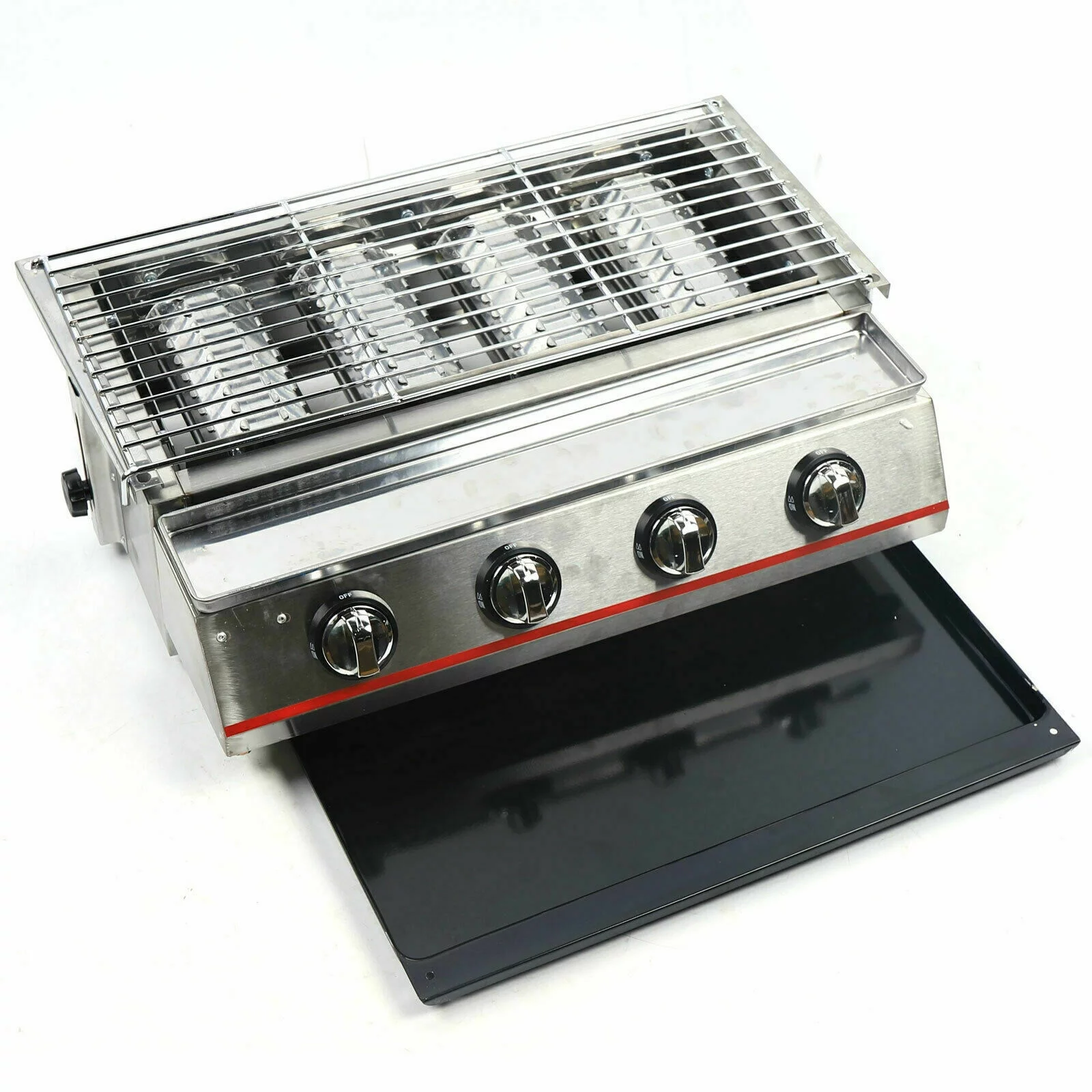 Oukaning 4 Heads LPG Gas Barbecue Grill Oven Natural Gas Commercial Smokeless BBQ Grill