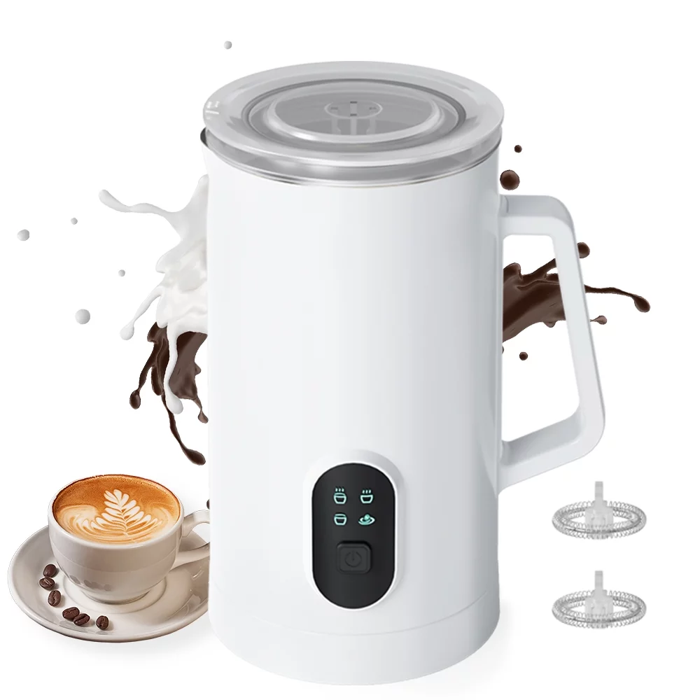 Electric Milk Frother 400W 580ml/19.61oz Warm and Cold Milk Foamer Silent Operation 4 In 1 Automatic Non Slip Stainless Steel Maker for Coffee Latte Cappuccino Hot Chocolate