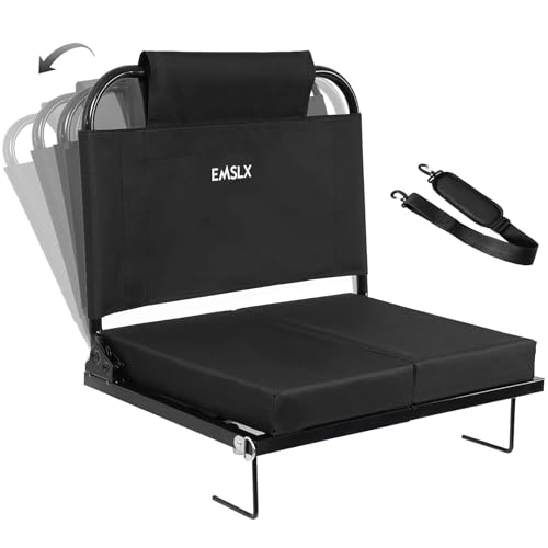 Stadium Seats with Back Support Bleacher Chairs with Back and Cushion, Bleacher Seat with Adjustable Backrest and Portable Folding Cushion for Sports Events