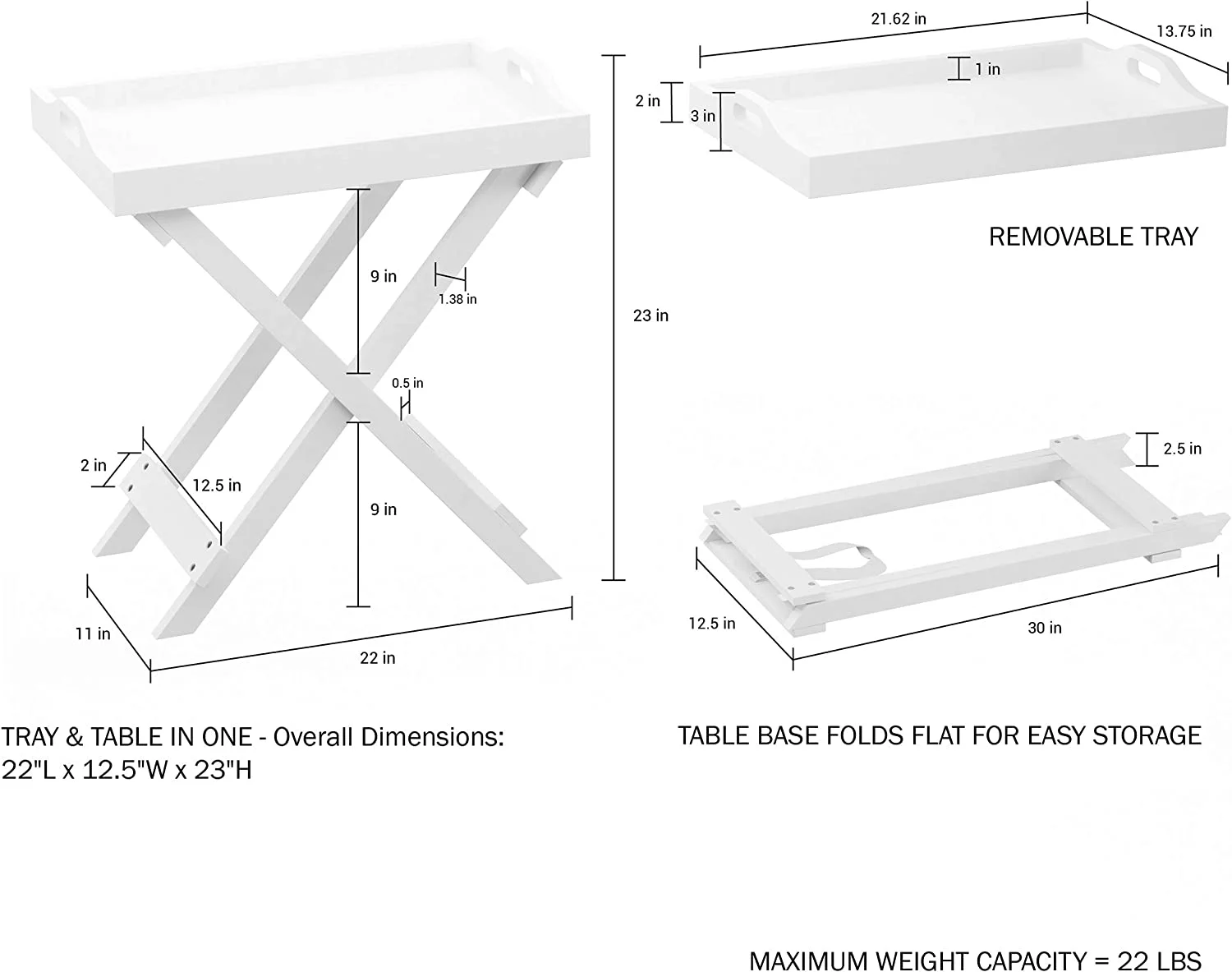 Lavish Home 80-FT-11 End Table - White