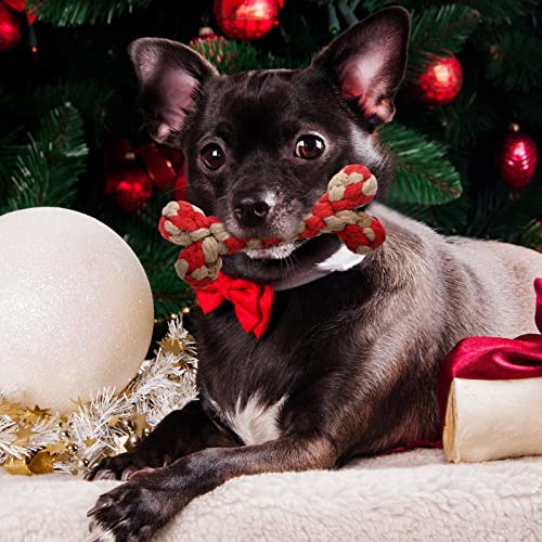 Zubebe 16 Pieces Christmas Dog Rope Toys Classic Crutch Shape Candy Cane Bone Pet Chew Toys for Puppy Small Medium Large Dog Chewing Teething Clean and Training