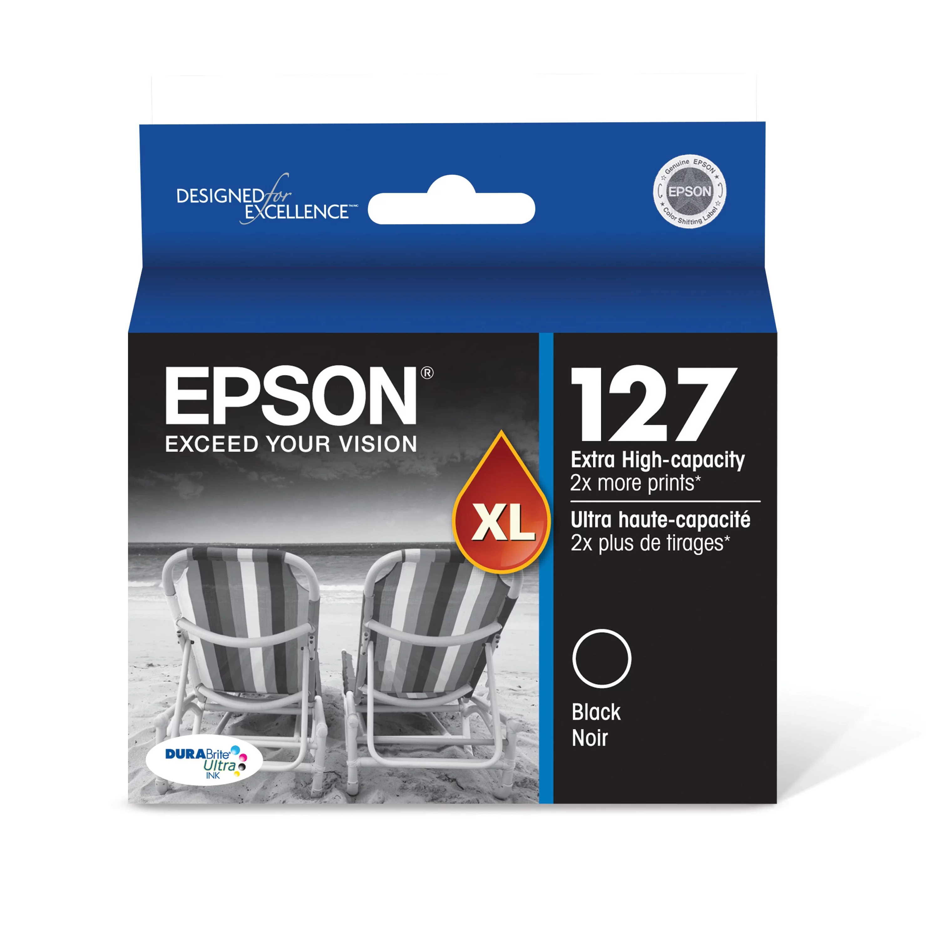 EPSON 127 DURABrite Ultra Ink Black Cartridge For NX-530, NX-625,  WF-3520, WF-3530, WF-3540, WF-545, WF-60, WF-630, WF-633, WF-635, WF-645, WF-7010, WF-7510, WF-7520, WF-840, WF-845