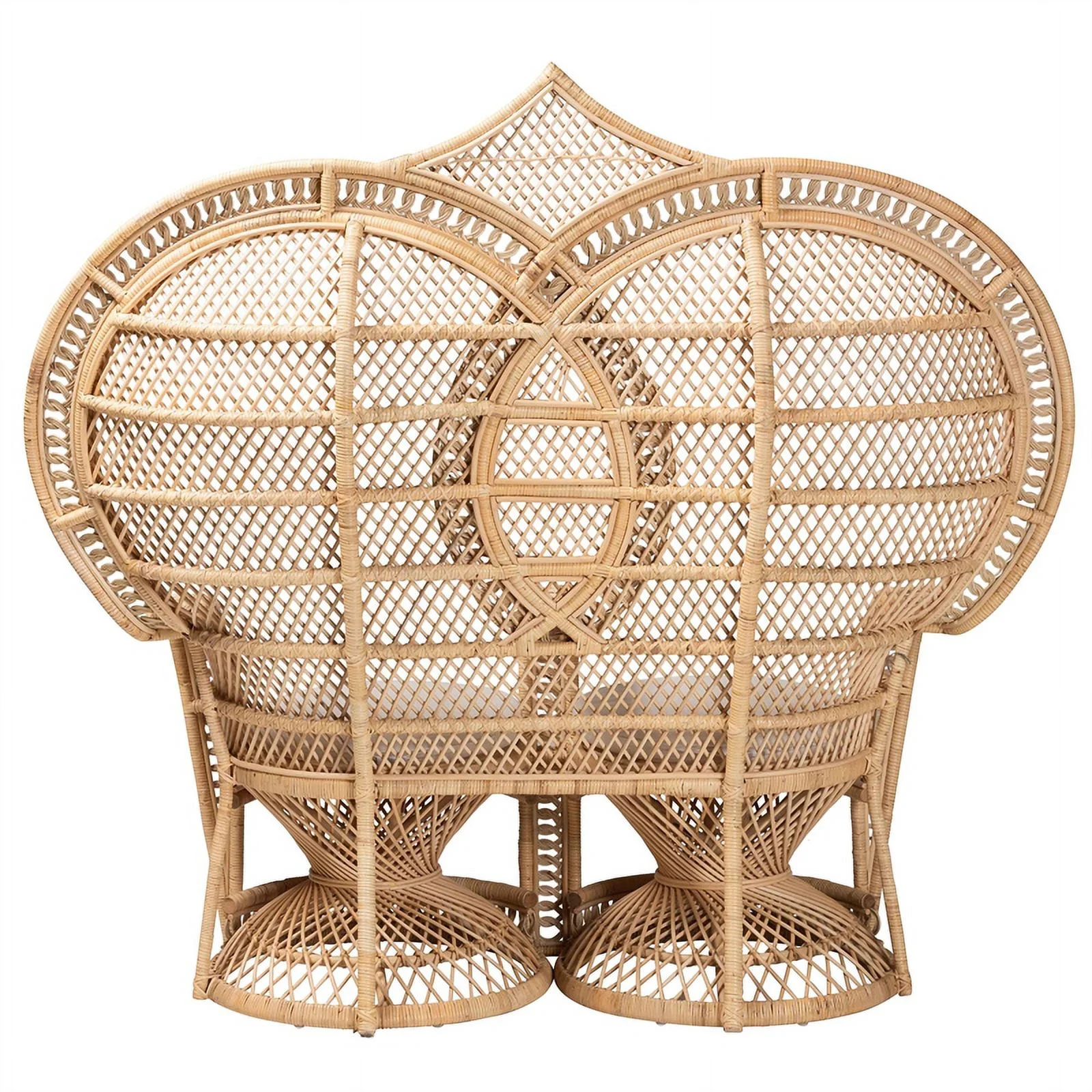 bali & pari Nerita Bohemian Natural Brown Rattan Two-Seater Peacock Chair