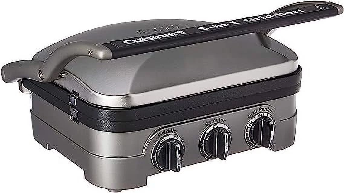 Pre-Owned Cuisinart Griddler Gourmet 5 in 1 Countertop Griddle & Grill GR-4NFR - Silver (Fair)