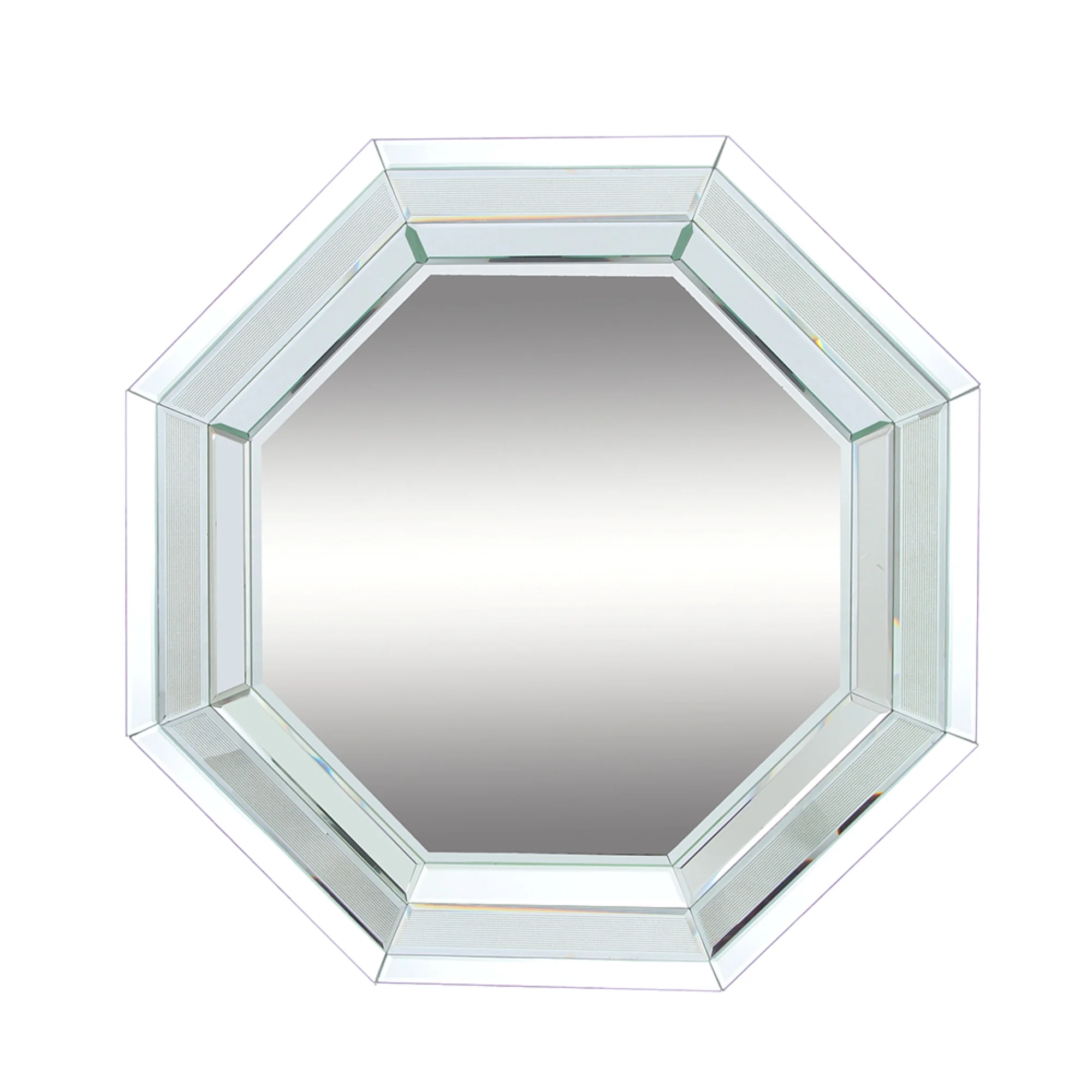 CC Home Furnishings Glitz Hexagonal Wall Mirror - 2.25' - Silver