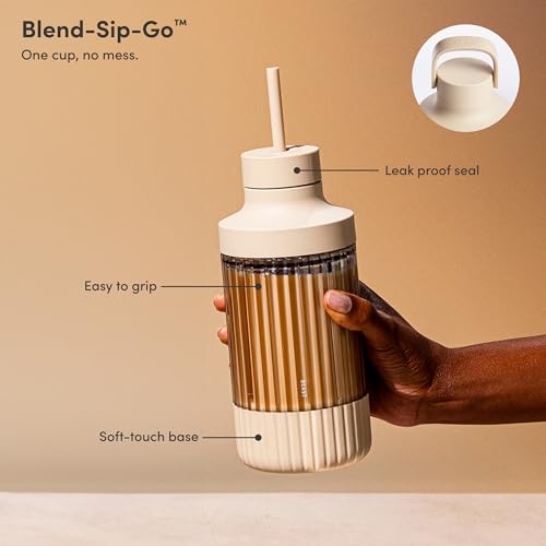 The Beast Mini Blender Plus | Mini Countertop Kitchen Blender | Blend Smoothies and Shakes, Dressings, Sauces, Dips | Extra Vessels, Straw Cap and Straws Included | 600W (Cloud White)