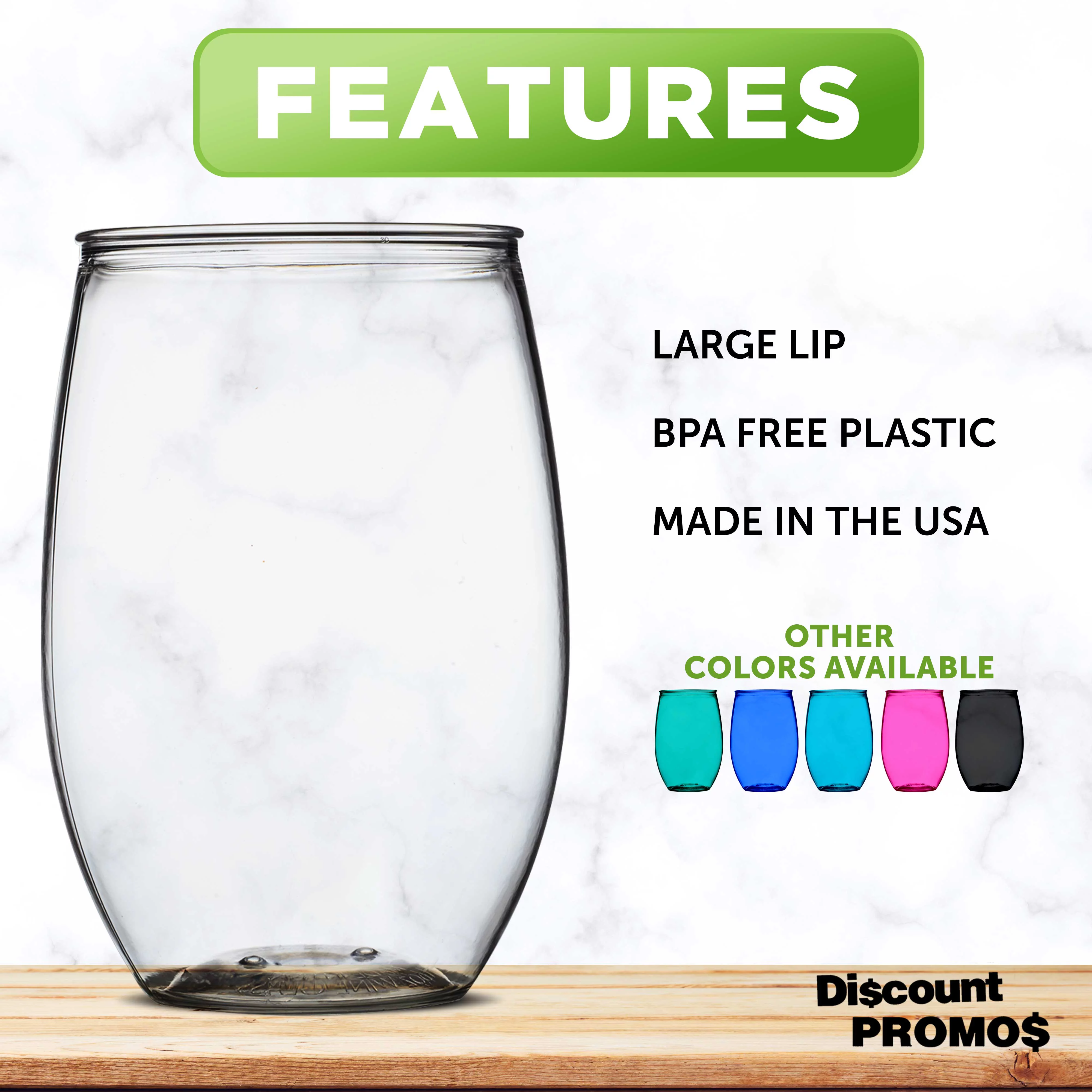 Plastic Stemless Wine Glasses 16 oz. Set of 10, Bulk Pack - BPA Free, Great for Outdoor Lounges, Poolside, Parties and Other Events - Clear