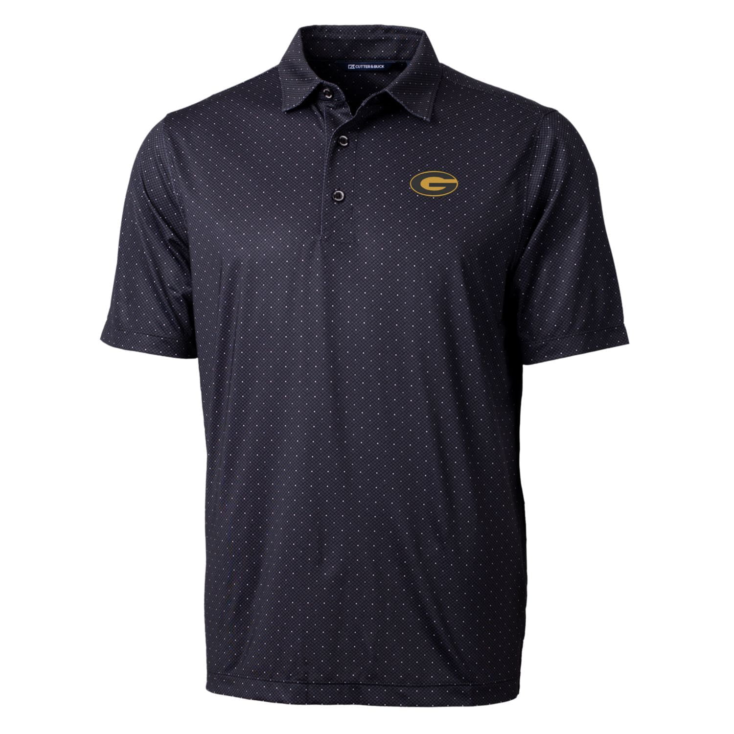Men's Cutter & Buck Black Grambling Tigers Pike Double Dot Print Stretch Polo