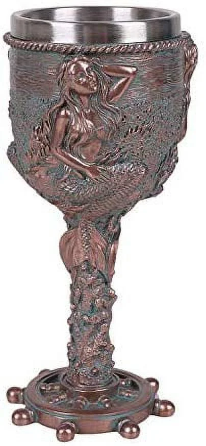Ebros Nautical Sirens Of The Sea Rustic Mermaid Goblet 7.5