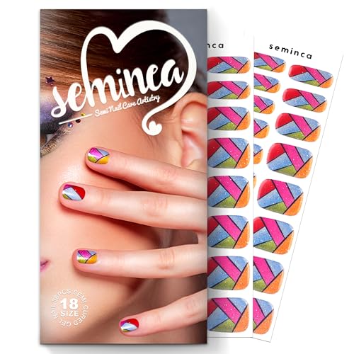 Semi Cured Gel Nail Strips-Easy Apply Christmas Gel Nail Stickers Holiday Semi Cured Manicure Strips with Sparkling Xmas Designs (Classic Yule)