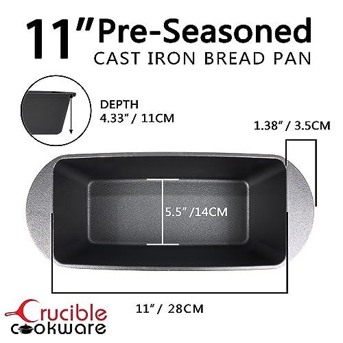 Cast Iron Bread Pan with Lid (Pre-Seasoned) – Oven Safe Form for Baking and Cooking - Loaf Pan
