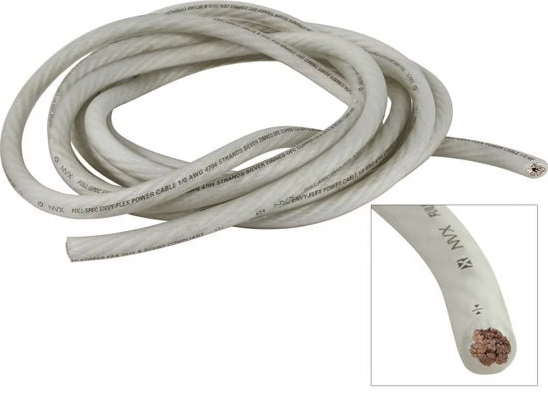 NVX XW0WH20 20 ft. of Frosted White 1/0-Gauge EnvyFlex Power/Ground Wire Cable