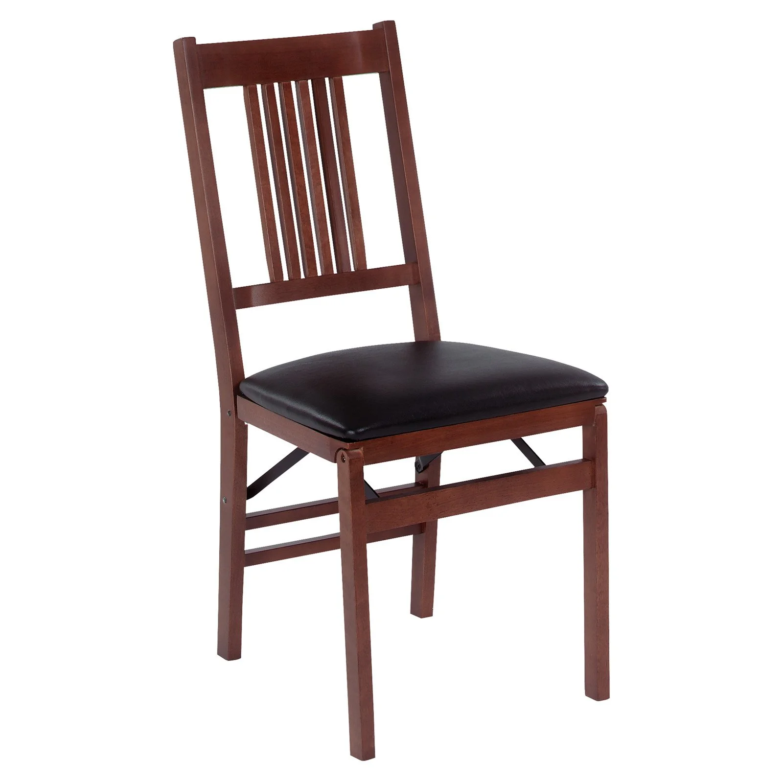 Stakmore True Mission Folding Chair, Fruitwood with Black Vinyl Seat (2-Pack)
