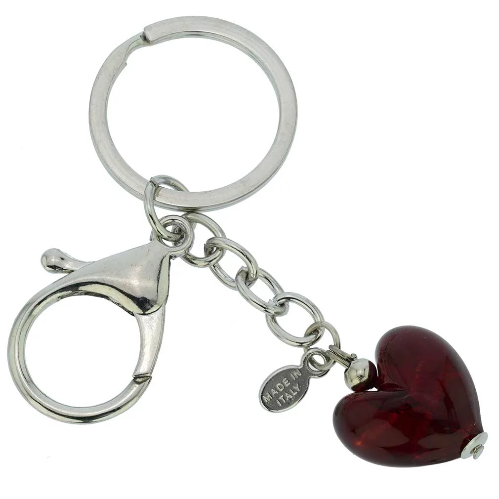 GlassOfVenice Murano Glass Heart Keychain - Ruby Red