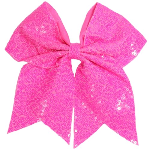7 Inch Sequin Red Hair Bow Clips, Large Glitter Cheer Bow Clip, Halloween Hair Clip, Big Bows for Hair Clip Gift Hair Accessories for Teens Girls Kids Women (Christmas Red)