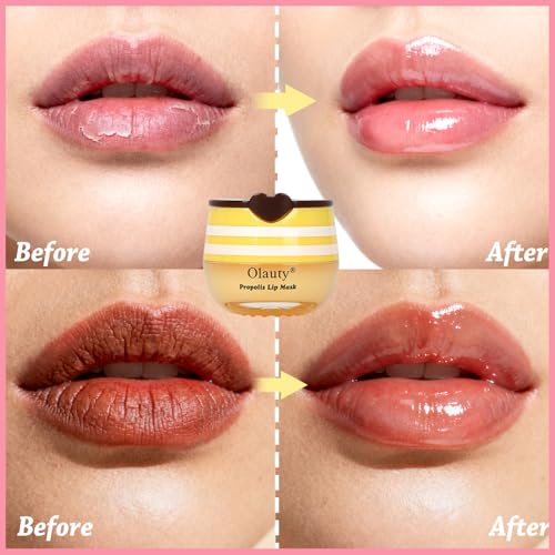 6 PCS Bee Lip Balm Mask Honey Pot, Honey Lip Balm Bulk, Moisturizing Lip Sleep Masks Hydrating Prevention Dry and Crack Lip Scrubs, Propolis Lip Mask Overnight Reduce Lip Lines