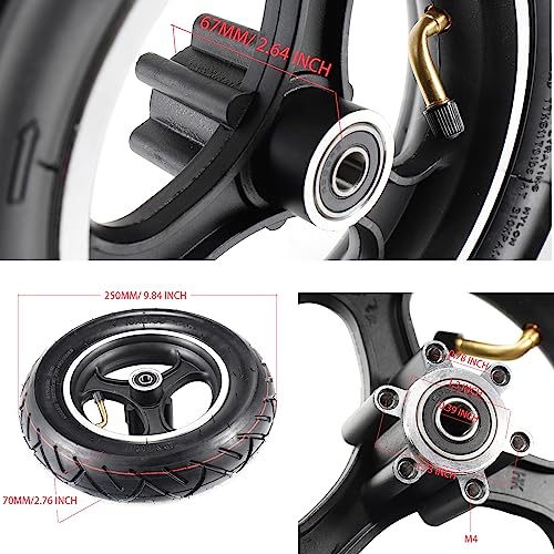 10inch Scooter Tire, 10x2.50 Inflatable Front Wheel Pneumatic Tire with 10x2.50 inner tube aluminium Wheel Hub Compatible with GOTRAX GMAX electric scooter