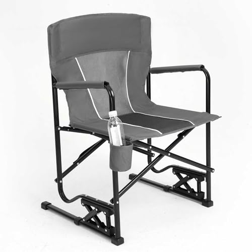 Camping Chairs for Adults, Camp Chair with Cup Holder, Lawn Chairs with Spring-Action Rocking, Outdoor Folding Chairs for Fishing Beach Picnic, Portable, Lightweight (Blue, 37