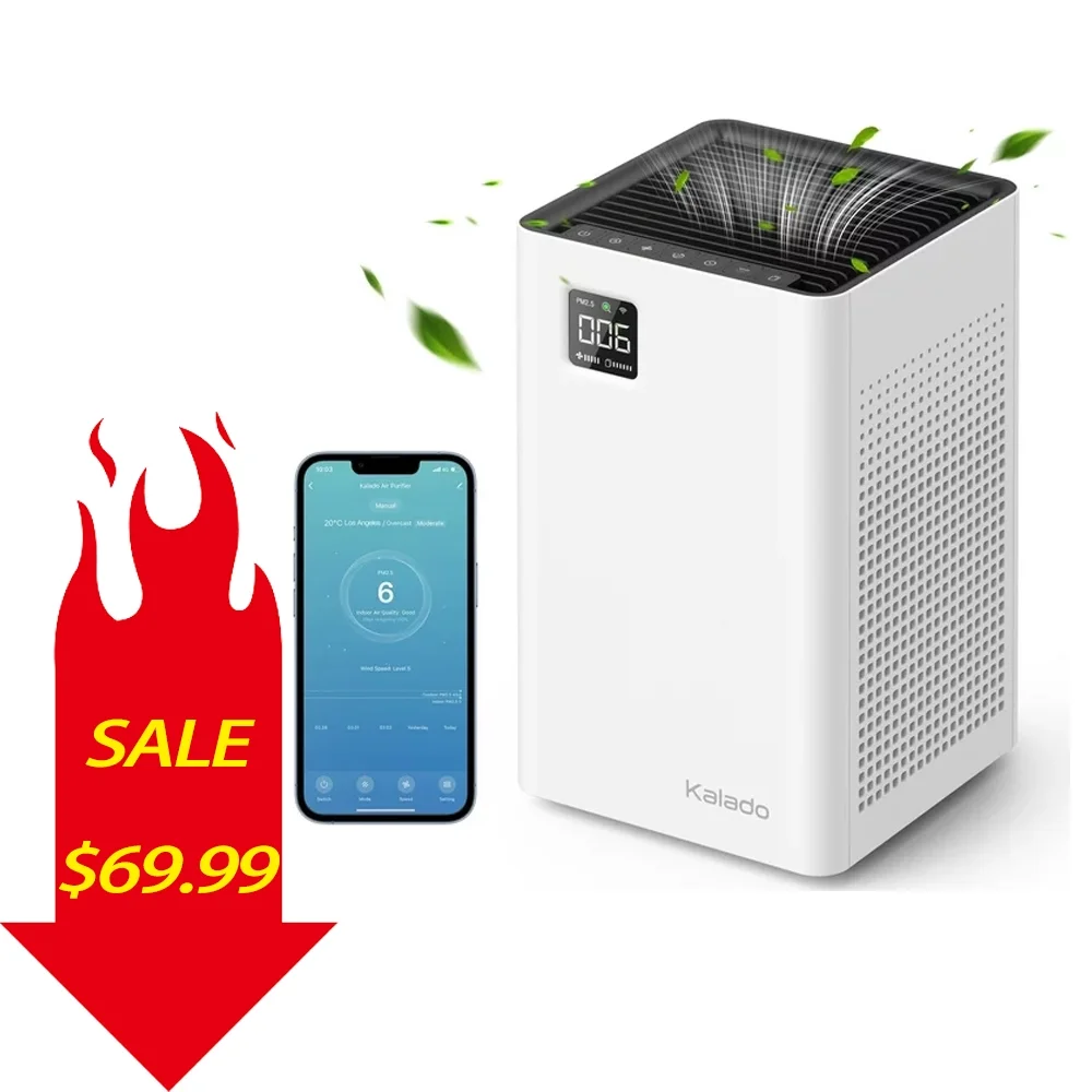 Kalado Air Purifier with Smart Wi-Fi,  Double Filter, Voice Control, PM2.5 Detector, Energy Saving