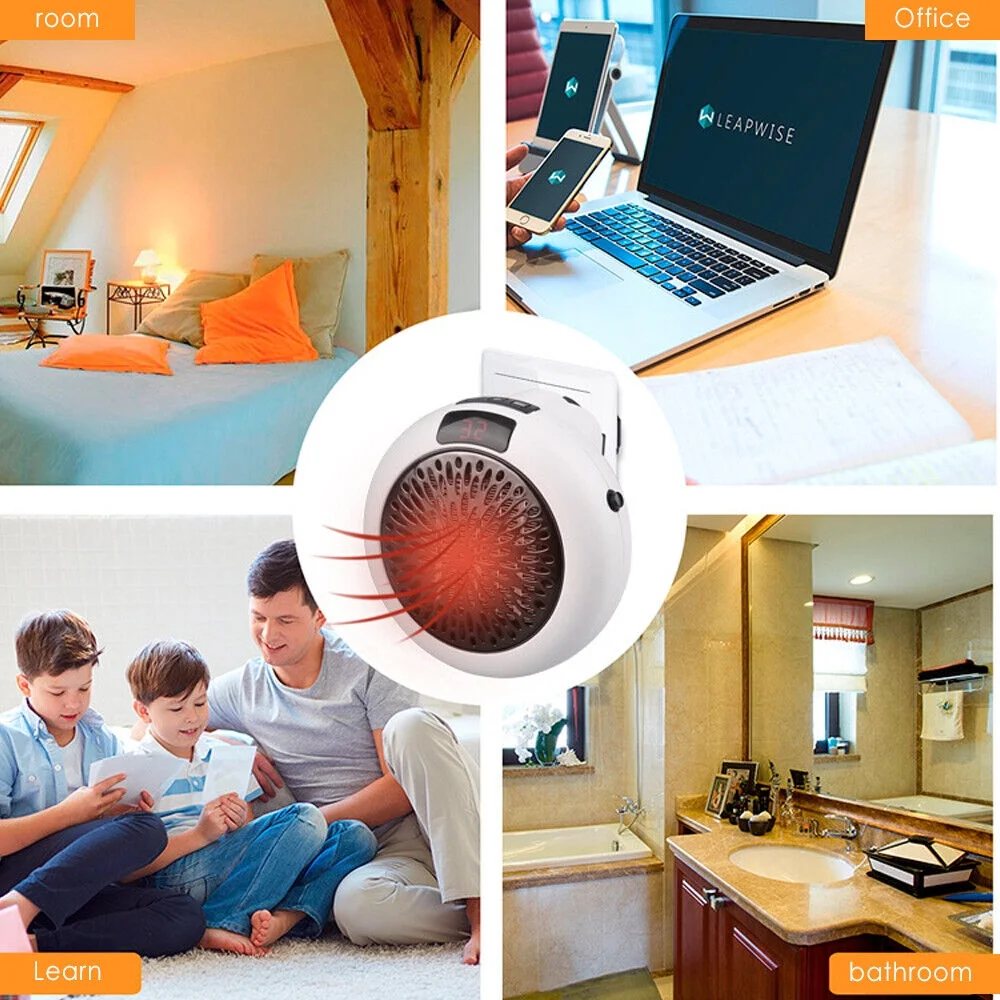 JahyElec  900W White Digital Thermostat Plug in Electric Heater Fan Remote Timer Warm up any room safely and effectively