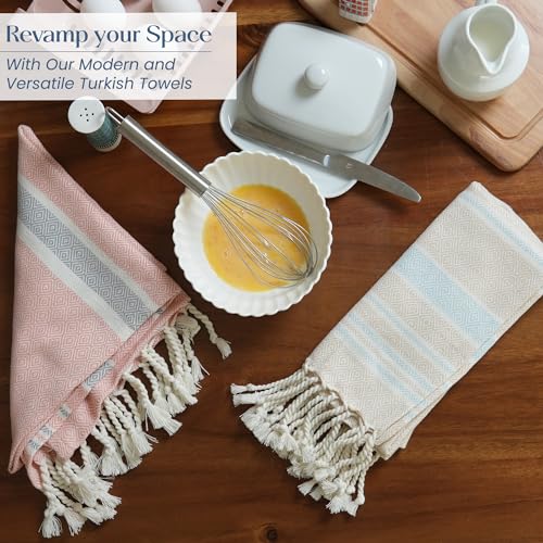 The Fine Living Co. 100% Cotton Merry Christmas Kitchen Towels, 18'x28' Set of 2 (Cherry Red & Green)