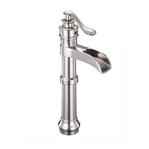 Oil Rubbed Bronze Vessel Sink Faucet Single Hole Faucet Bathroom Waterfall Faucet Farmhouse Single-Handle 1 Hole Deck Mount Bowl Tall Body