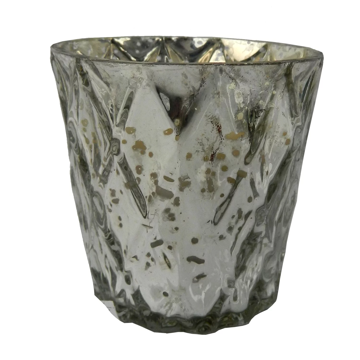 Diamond Pattern Glass Scented Soy Wa x Candle - Earl Grey Scent - Silver Finish