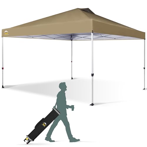 CROWN SHADES 10x10 Pop Up Canopy - Beach Tent with One Push Setup - Easy Outdoor Sun Shade for Events, Parties, Camping - Gazebo with STO-N-Go Cover Bag, Silver Coated Top, White