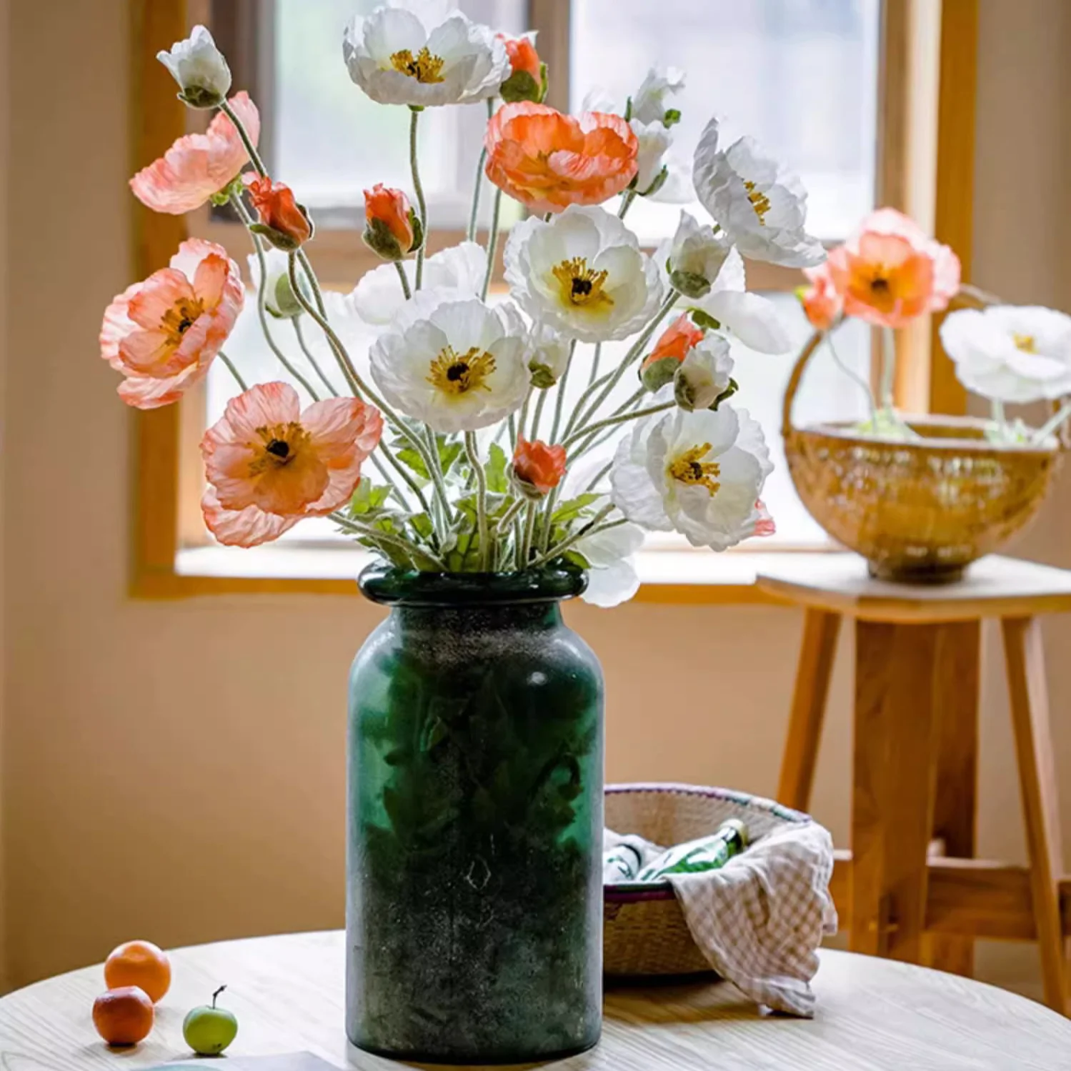 Faux Large Silk Poppy Flower Stem 41